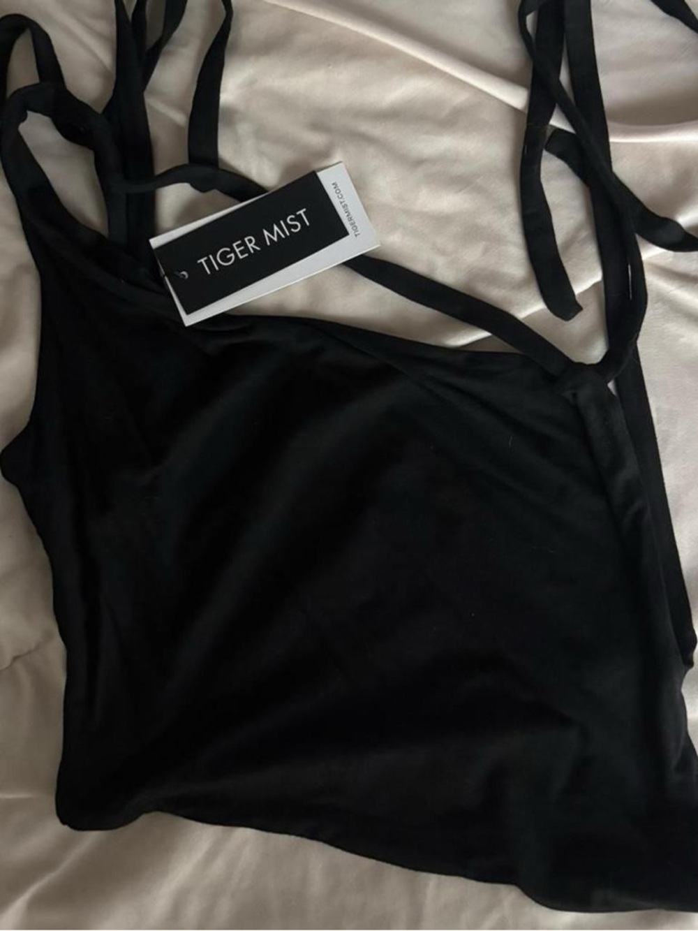 Tiger Mist Black Strappy Tie-Back Tank Top - Picture 3 of 4